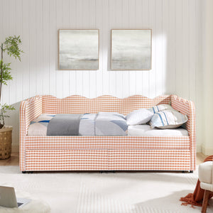 Full Size Cozy Gingham Daybed with Two Storage Drawers