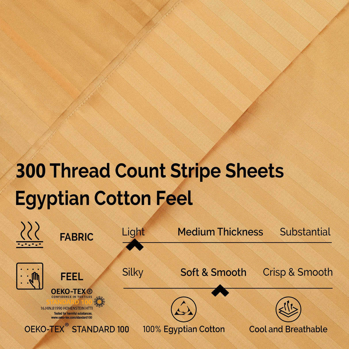 Egyptian Cotton 300 Thread Count Striped Deep Pocket Sheet Set - Egyptian Cotton Sheet Set by Superior Brand
