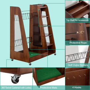 Premium Wooden Golf Bag Organizer for Garage