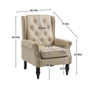 Modern Accent Lounge Chair with Sturdy Wood Legs in Camel PU Leather