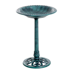 Outsunny 28" Bird Bath Outdoor Resin Decor with Fleur De Lis Pattern