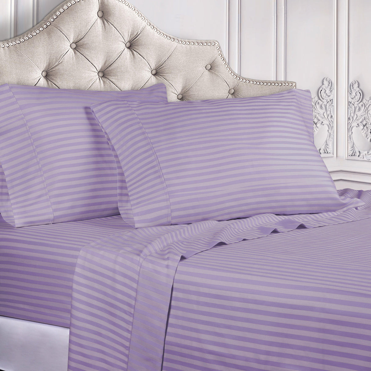 Egyptian Cotton 300 Thread Count Striped Deep Pocket Sheet Set - Egyptian Cotton Sheet Set by Superior Brand