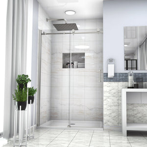 Single Sliding Bypass Shower Door Enclosure With Tempered Glass