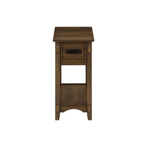 Accent End Table, 2 Tier, Narrow, Storage Drawer, Transitional - Walnut