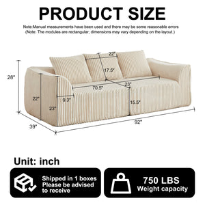 Minimalist 3-Seater Corduroy Sofa