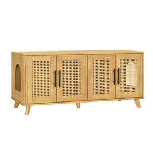 Myra Indoor Premium Rubber Wood Cat Cabinet with Plush Cushion