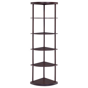 Bonwick 72-inch 5-shelf Corner Bookshelf Cappuccino