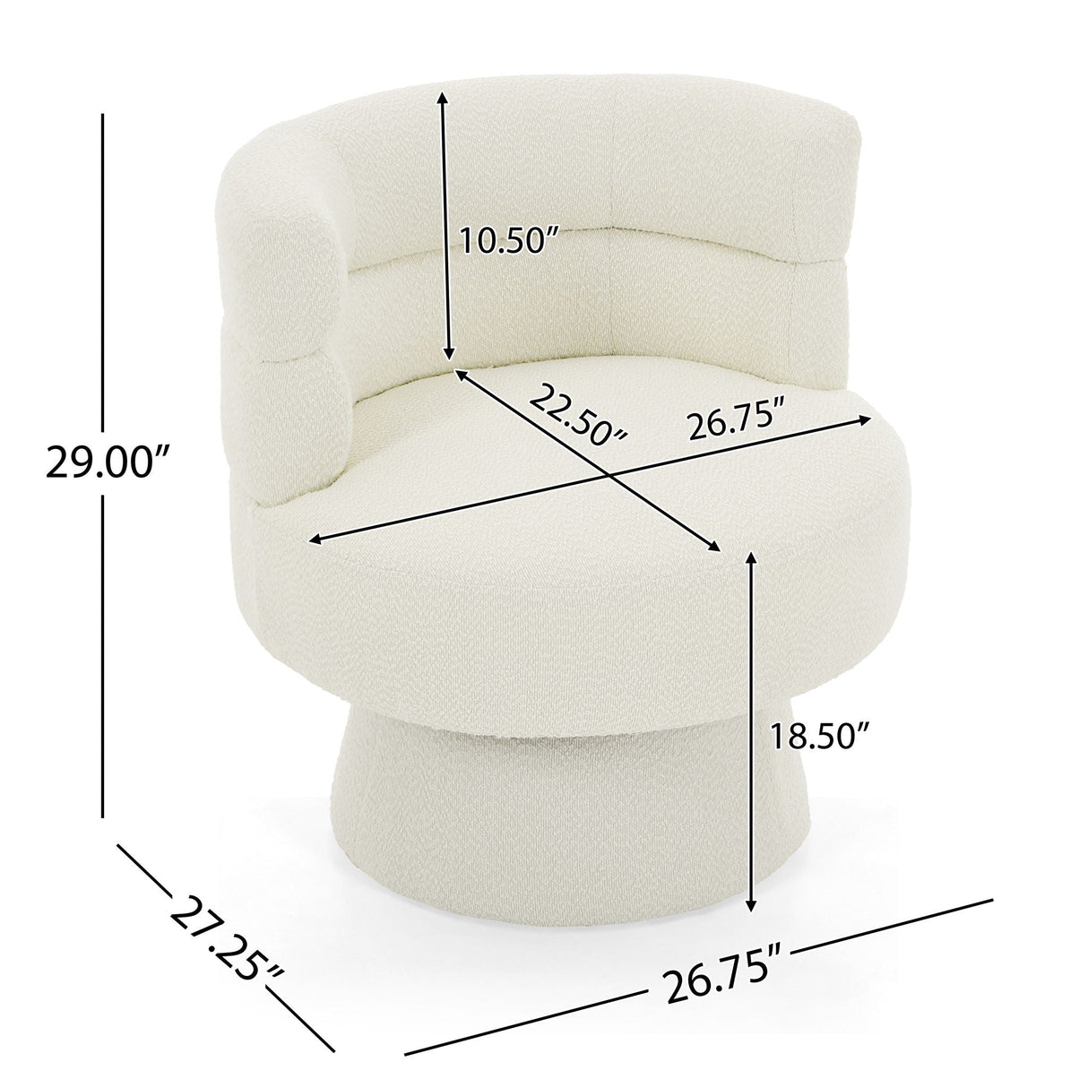 Swivel Accent Chair, 360° Rotating Design With Ergonomic Support