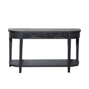Carved Console Table With Storage Shelf For Living Room - Black