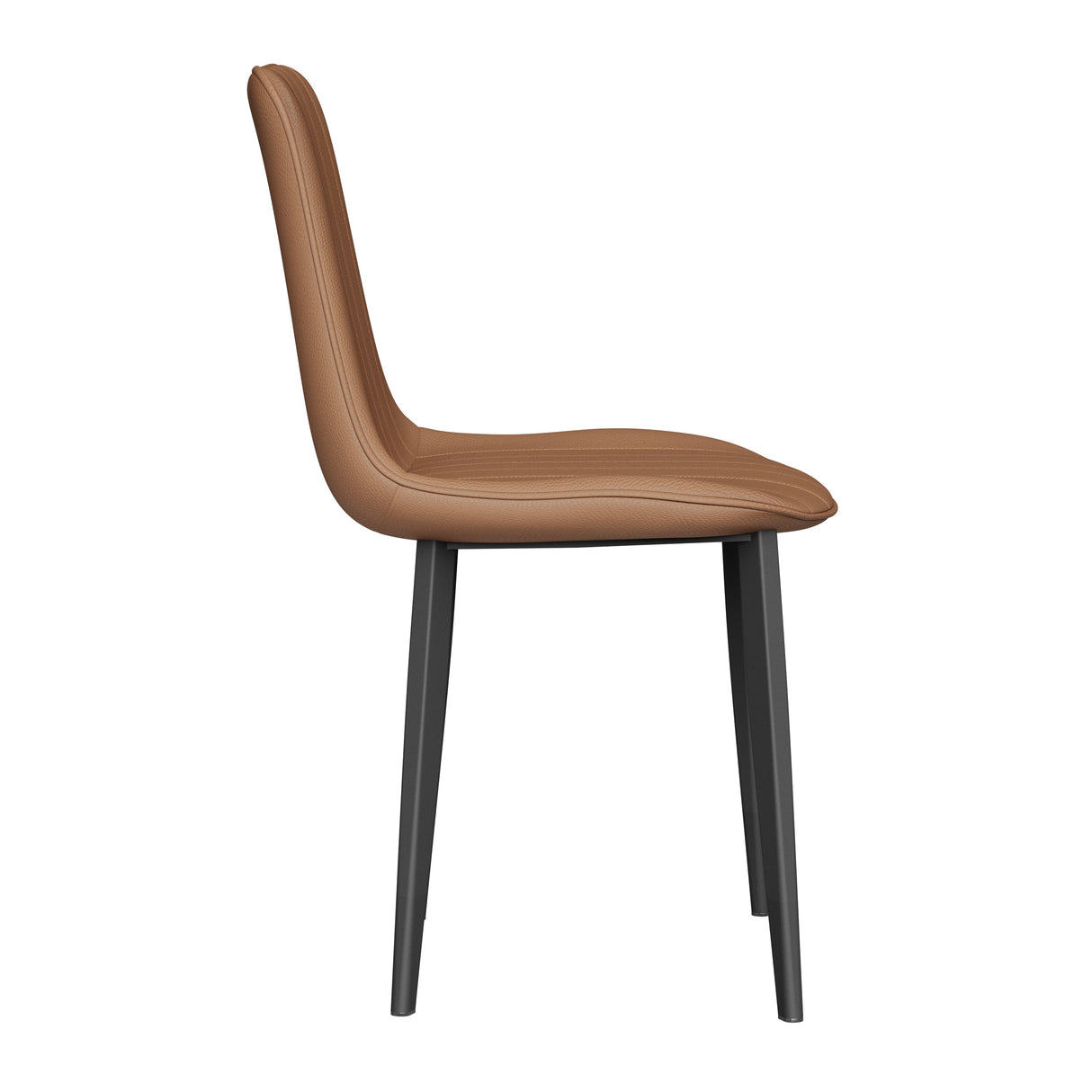 Brown PU Leather Dining Chair with Metal Legs - Set of 4