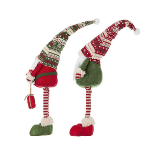 Set of 2 Fabric Standing Holiday Gnomes with Knit Hats – 29.5" H