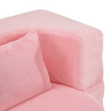 71-Inch Folding Sofa Bed in Pink Chenille with High-Density Foam