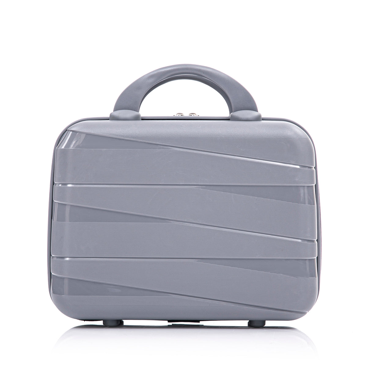 4-Piece PP Spinner Wheel Luggage Set with Cosmetic Case, Light Gray