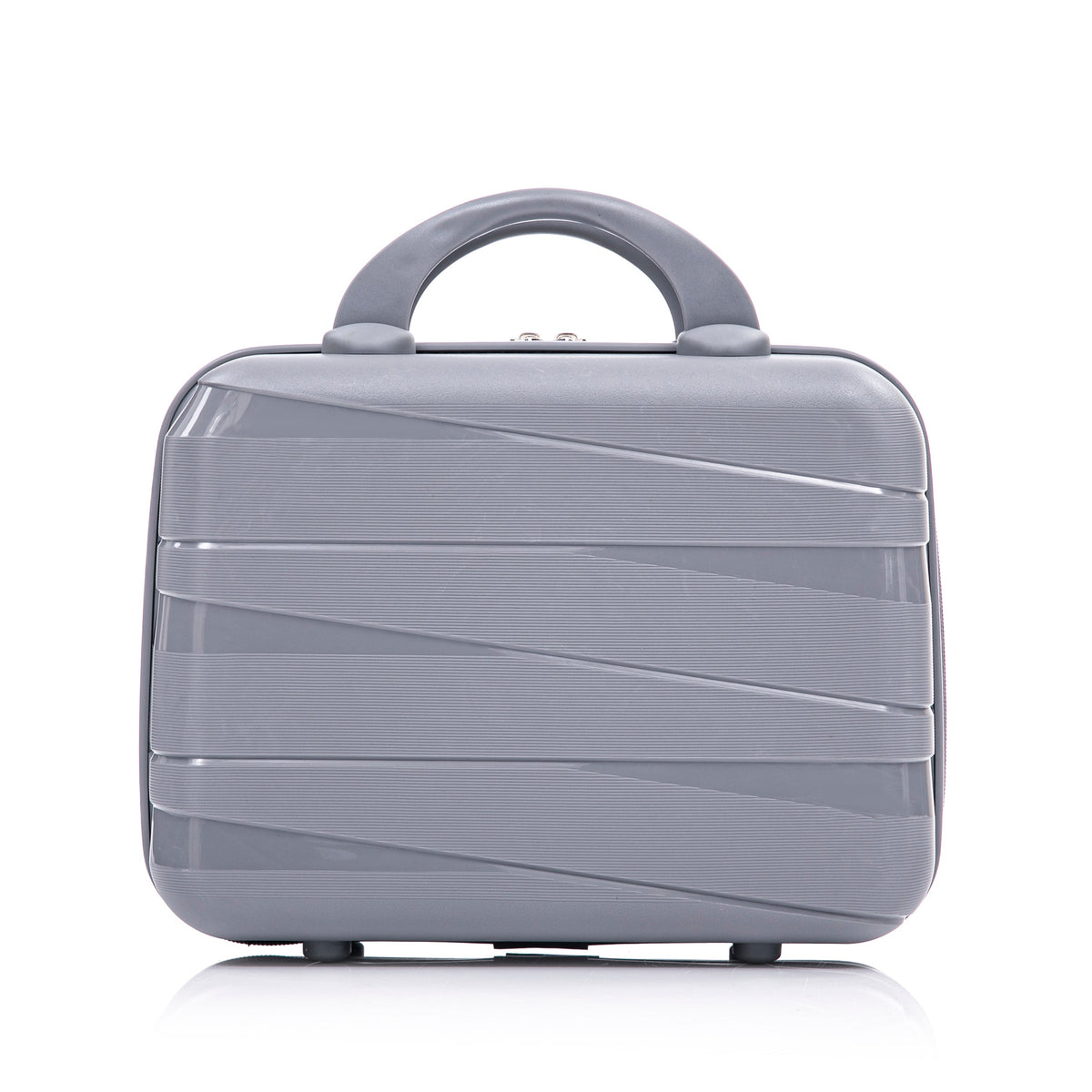 4-Piece PP Spinner Wheel Luggage Set with Cosmetic Case, Light Gray