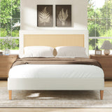 Haley-Upholstered-Cane-Back-Platform-Bed,-Queen,-Antique-White-Polyester-Beds-&-Bed-Frames