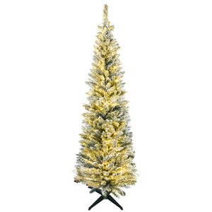 HOMCOM 5' Tall Pre-Lit Slim Noble Fir Artificial Christmas Tree