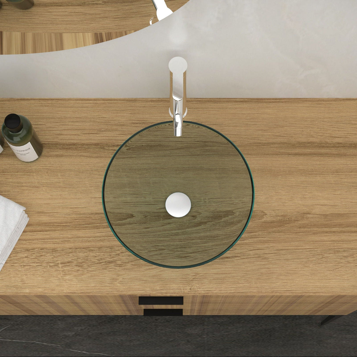Artistic Tempered Glass Vessel Sink With Pop Up Drain