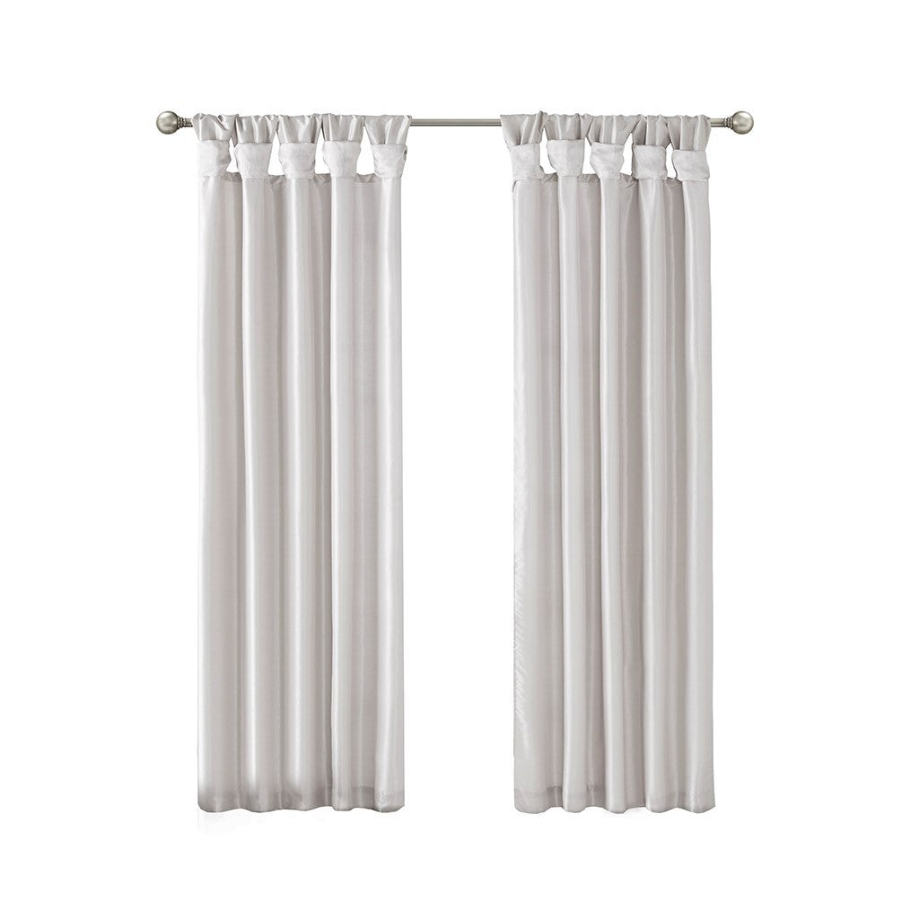 Twist Tab Lined Window Curtain Panel Silver 50x108"