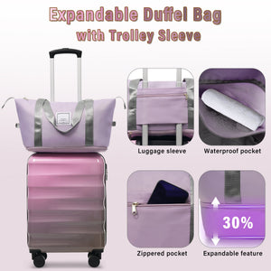 20-Inch Carry-On Suitcase with Dual Wheels and Water Bottle Holder