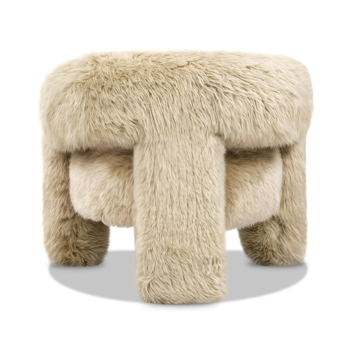 Genuine Sheepskin Fur Split Barrel Back Accent Chair with Sculptural Base - Natural Blonde