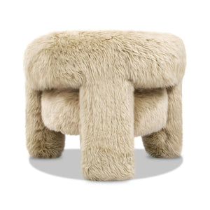 Genuine Sheepskin Fur Split Barrel Back Accent Chair with Sculptural Base - Natural Blonde
