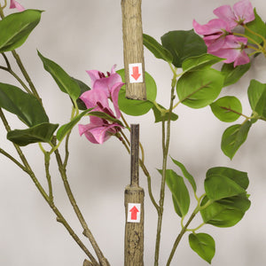Artificial Bougainvillea Tree With Pot, Realistic Faux Flowering Plant Leaves And Blooms, Decor For Home Office - Green Leaves / Pink