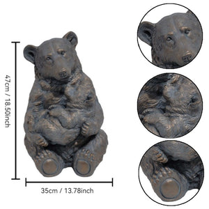 12'' Antique Bronze Mother And Cub Bear Statue