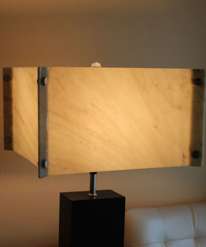 Pop Steady 15x15x9 Faux Marbled Alabaster Shallow Drum Square Lampshade