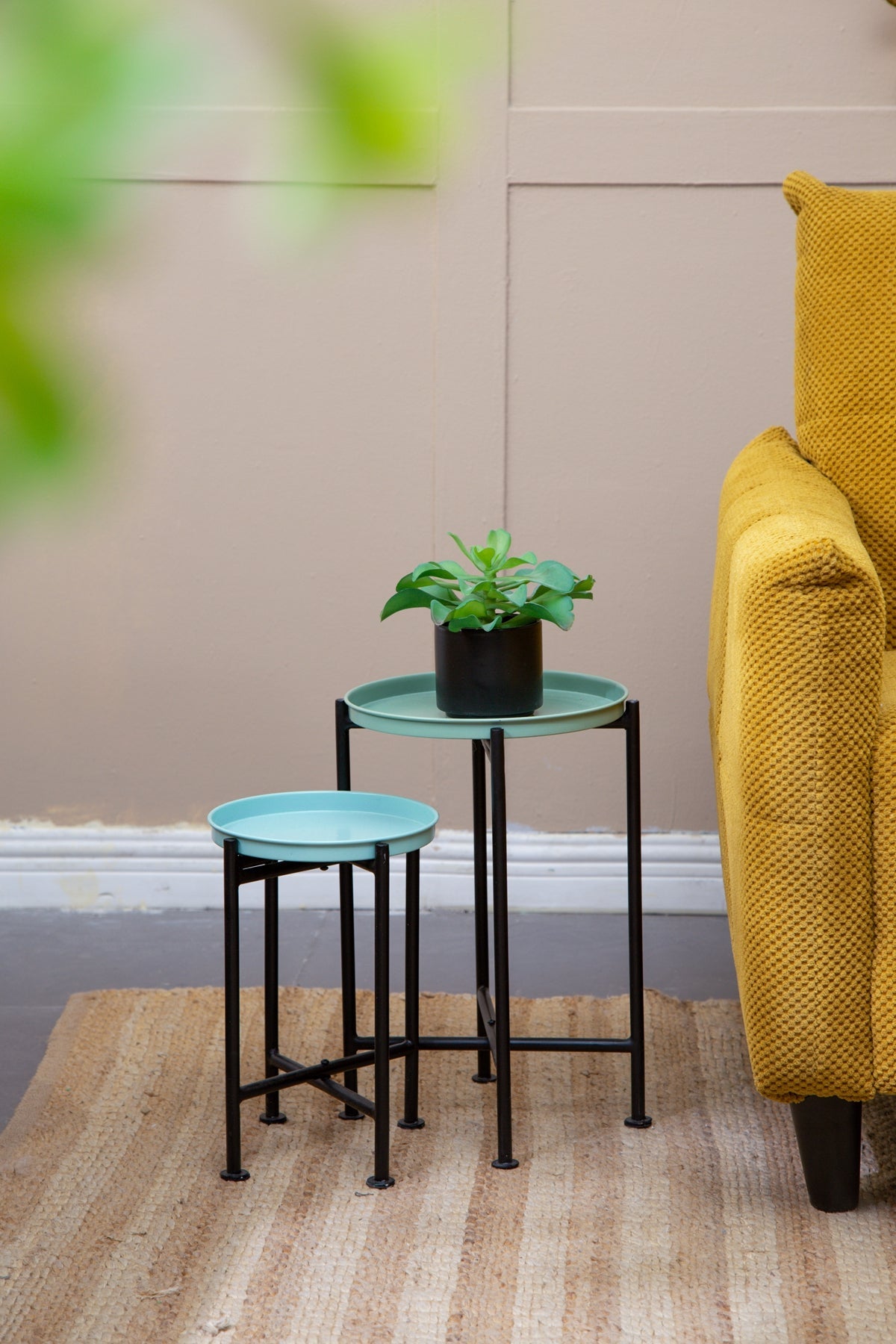 Set of 4 Multicolor Round Nesting Plant Stands