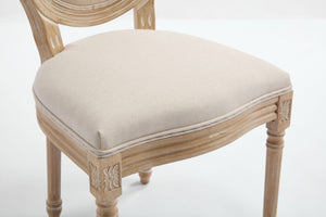French Country Dining Chairs Set of 2 with Upholstered Round Back