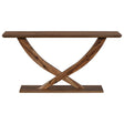 57'-Console-Table-with-Cross-Leg-Base-and-Reinforced-Support-Plate,-Brown-