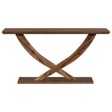 57'-Console-Table-with-Cross-Leg-Base-and-Reinforced-Support-Plate,-Brown-