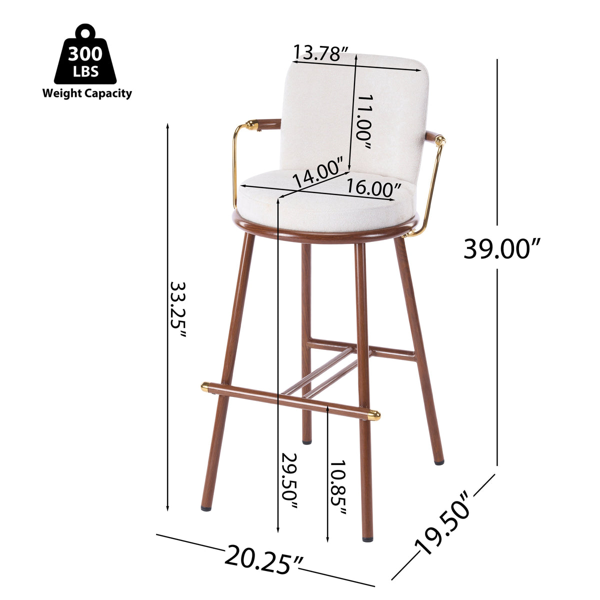 Chaya Indoor Upholstered Bar Stool with Metal Frame