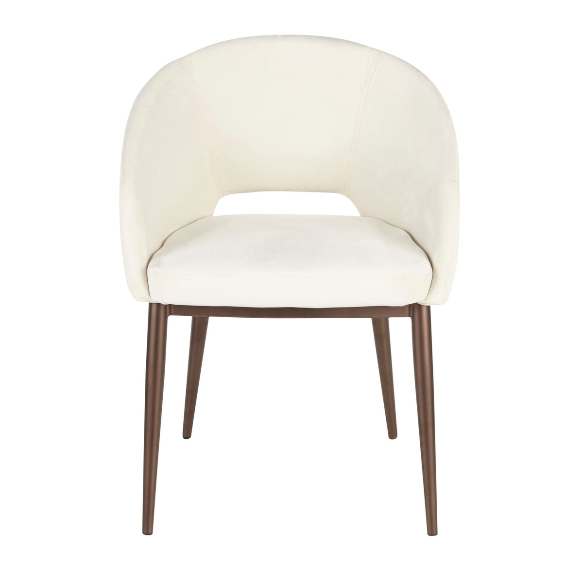 Contemporary Chair with Cut-Out Backrest - Cream / Copper