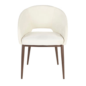 Contemporary Chair with Cut-Out Backrest - Cream / Copper