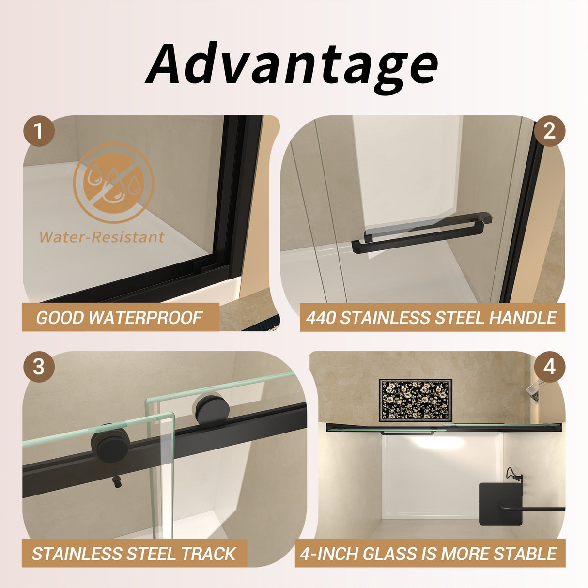 Semi-Frameless Double Sliding Glass Shower Doors