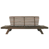 Outdoor adjustable patio wooden daybed sofa chaise lounge with cushions for small places, brown finish+gray cushion