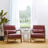 30.75''h mid century refined leatherette accent armchair with rubber wood frame - Tuesday Morning - Arm Chairs