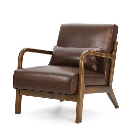 30.75''h mid century refined leatherette accent armchair with rubber wood frame - Tuesday Morning - Arm Chairs
