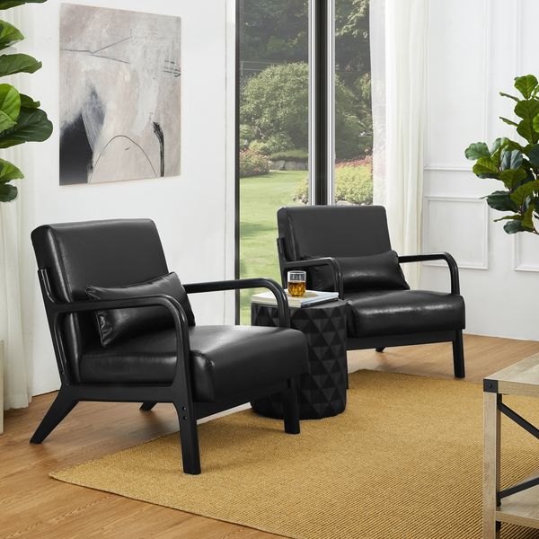 30.75''h mid century refined leatherette accent armchair with rubber wood frame - Tuesday Morning - Arm Chairs