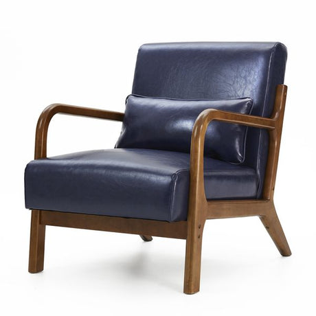 30.75''h mid century refined leatherette accent armchair with rubber wood frame - Tuesday Morning - Arm Chairs