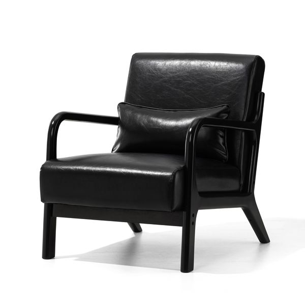 30.75''h mid century refined leatherette accent armchair with rubber wood frame - Tuesday Morning - Arm Chairs