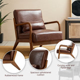 30.75''h mid century refined leatherette accent armchair with rubber wood frame - Tuesday Morning - Arm Chairs