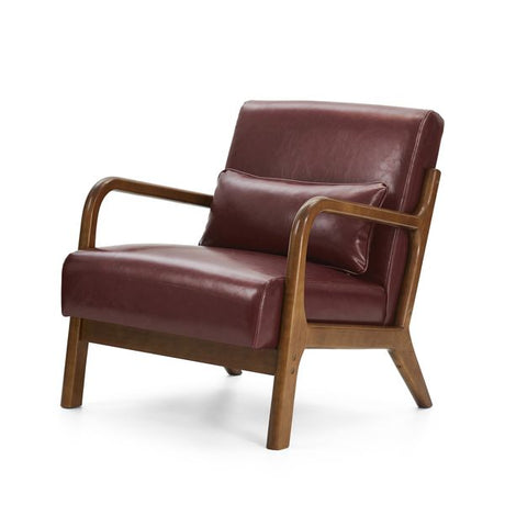 30.75''h mid century refined leatherette accent armchair with rubber wood frame - Tuesday Morning - Arm Chairs