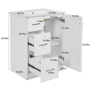 Bathroom Vanity With Under Mount Sink, 2 Drawers And Soft Closing Door