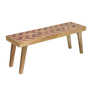 Artisan Handcrafted Mango Wood Bench Rustic Boho Style - Natural