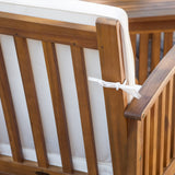 Acacia Wood Outdoor Chat Set with Water-Resistant Cushions, 4PC