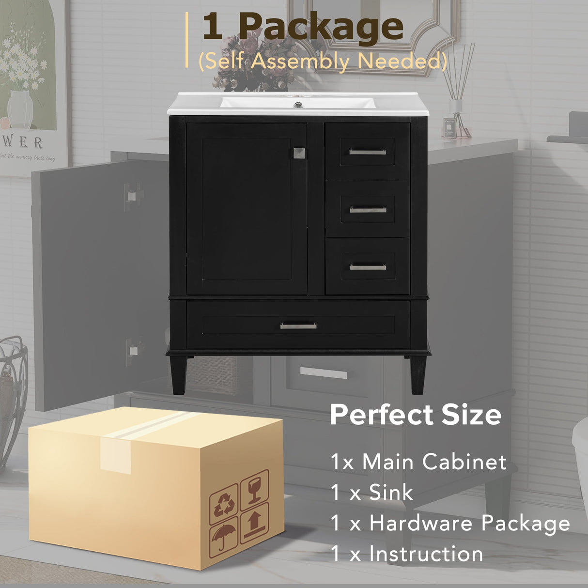 30" Bathroom Vanity with Sink Combo Set