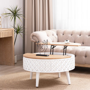 Round Coffee Table with Lift-Top Storage