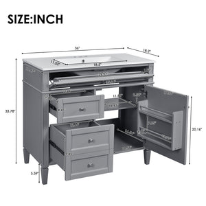 Bathroom Vanity With Top Sink, 2 Drawers And Tip Out Drawer